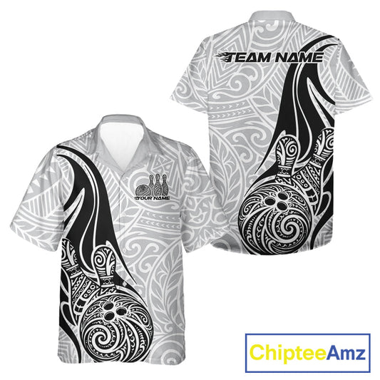 Custom Polynesian Tribal Bowling Men And Women Hawaiian Shirt, Maori Style Bowling Shirt IPHW10336