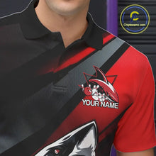 Load image into Gallery viewer, Custom Black And Red Shark Bowling Jerseys, Bowling Team Uniform Shark Men Polo Shirts IPHW8999