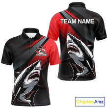 Load image into Gallery viewer, Custom Black And Red Shark Bowling Jerseys, Bowling Team Uniform Shark Men Polo Shirts IPHW8999