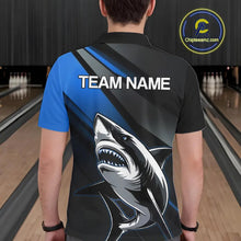 Load image into Gallery viewer, Custom Black And Blue Shark Bowling Jerseys, Bowling Team Uniform Shark Men Polo Shirts IPHW9000