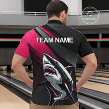 Load image into Gallery viewer, Custom Black And Pink Shark Bowling Jerseys, Bowling Team Uniform Shark Men Quarter-Zip Shirts IPHW9001