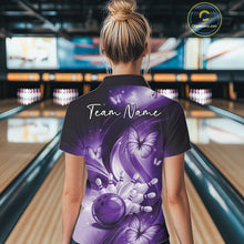Load image into Gallery viewer, Custom Purple Butterfly Bowling Women Polo Shirts, Team Tournament Bowlers Outfit IPHW11114