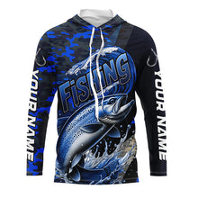 Load image into Gallery viewer, Custom Trout Long Sleeve Fishing Shirts, Personalized Trout Fishing Jersey | Blue Camo IPHW6874