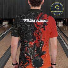 Load image into Gallery viewer, Custom Red Orange Fire Flame Bowling Team Men Polo Shirts, Bowling League Shirt IPHW10184