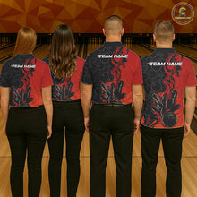 Load image into Gallery viewer, Custom Red Orange Fire Flame Bowling Team Men Polo Shirts, Bowling League Shirt IPHW10184