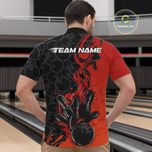 Load image into Gallery viewer, Custom Red Orange Fire Flame Bowling Team Men Quarter-Zip Shirts, Bowling League Shirt IPHW10184