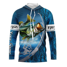 Load image into Gallery viewer, Custom Bass Fishing Long Sleeve Fishing Shirts, Fishing Rod Bass Fishing Camo Fishing Jerseys IPHW5702