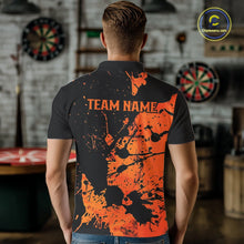 Load image into Gallery viewer, Custom Name Black And Orange Splatter Darts Shirts For Men, Dart Team League Shirts IPHW10624