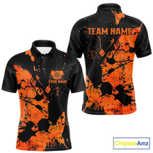Load image into Gallery viewer, Custom Name Black And Orange Splatter Darts Shirts For Men, Dart Team League Shirts IPHW10624