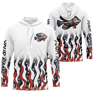 Personalized American Flag Crappie Long Sleeve Fishing Shirts, Patriotic Crappie Fishing Gifts IPHW5951