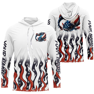 Personalized American Flag Catfish Long Sleeve Fishing Shirts, Patriotic Catfish Fishing Gifts IPHW5952