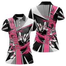Load image into Gallery viewer, Custom Black And Pink Strike Bowling Women Polo Shirts, Bowling Team League Shirt With Name IPHW8758
