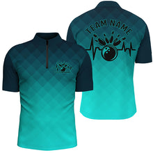 Load image into Gallery viewer, Bowling Heartbeat Pulse Line Blue Argyle Custom Bowling Team Shirts For Men And Women IPHW6253