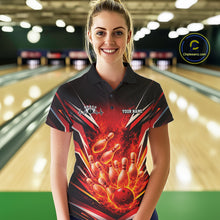 Load image into Gallery viewer, Male model in bowling lane wearing quarter-zip shirt with duck sunglasses fedora cash cigar bowling ball pins illustration