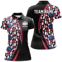 Load image into Gallery viewer, Red, White And Blue Bowling Ball And Pins Pattern Custom Bowling Team Jerseys For Men IPHW6732