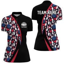 Load image into Gallery viewer, Red, White And Blue Bowling Ball And Pins Pattern Custom Bowling Team Jerseys For Men IPHW6732