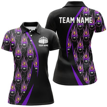 Load image into Gallery viewer, Purple Flame Bowling Ball Pattern Custom Bowling Shirts For Men, Fire Bowling League Outfits IPHW6733