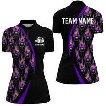Load image into Gallery viewer, Purple Flame Bowling Ball Pattern Custom Bowling Shirts For Men, Fire Bowling League Outfits IPHW6733