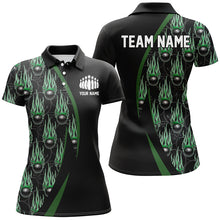 Load image into Gallery viewer, Green Flame Bowling Ball Pattern Custom Bowling Shirts For Men, Fire Bowling League Outfits IPHW6734