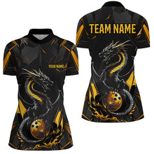 Load image into Gallery viewer, Custom Black And Gold Dragon Bowling Shirts For Women, Dragon Bowling Team Shirts Uniform IPHW7312