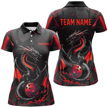 Load image into Gallery viewer, Custom Black And Red Dragon Bowling Shirts For Women, Dragon Bowling Team Shirts Uniform IPHW7313