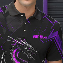 Load image into Gallery viewer, Custom Black And Purple Dragon Bowling Shirts For Men, Dragon Bowling Team Shirts Uniform IPHW7314