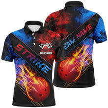 Load image into Gallery viewer, Flame Bowling Ball Custom Bowling Shirts For Men And Women, Red And Blue Smoke Bowler Outfit IPHW5988