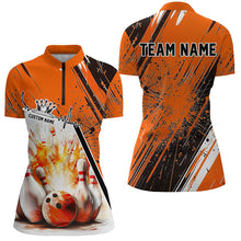 Load image into Gallery viewer, Bowling Heartbeat Pulse Line Strike Bowling On The Lane Custom Orange Team Shirts Women IPHW6263