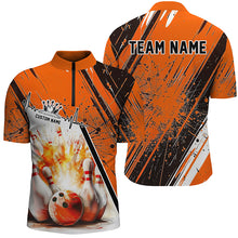 Load image into Gallery viewer, Bowling Heartbeat Pulse Line Strike Bowling On The Lane Custom Orange Team Shirts Men And Women IPHW6263