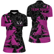 Load image into Gallery viewer, Custom Pink Bowling Team Shirts For Women, Bowling Ball Pattern Bowlers Outfits IPHW6268