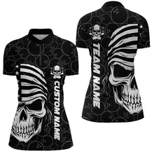 Load image into Gallery viewer, American Flag Skull Custom Bowling Jerseys For Women, Patriotic Bowling Team Shirts IPHW5184