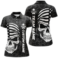Load image into Gallery viewer, American Flag Skull Custom Bowling Jerseys For Women, Patriotic Bowling Team Shirts IPHW5184