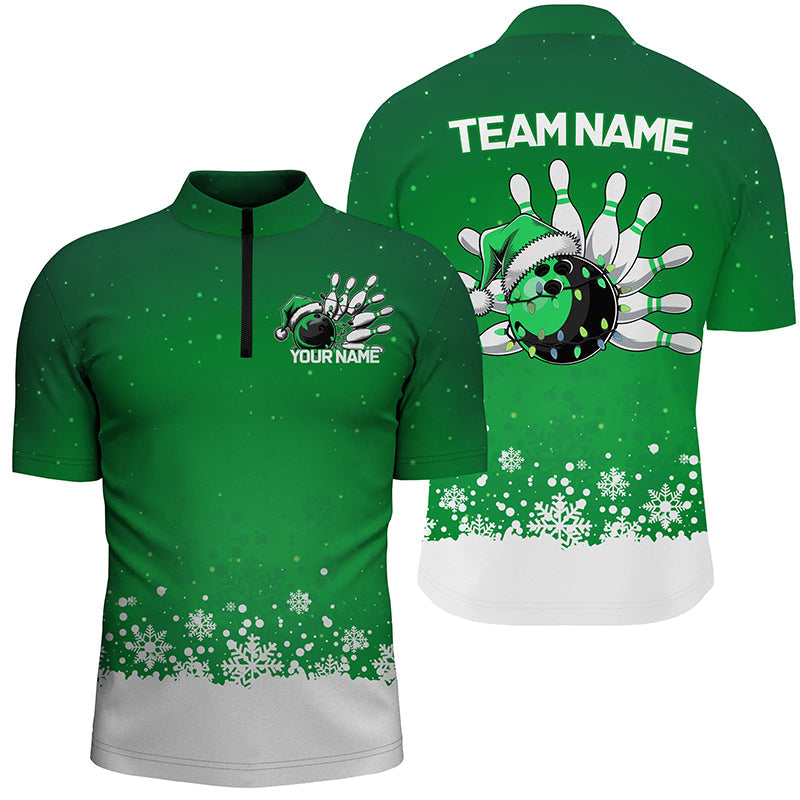 Custom Christmas Bowling Shirts For Men, Team Bowling Uniform Bowling Outfits | Green IPHW7328