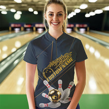 Load image into Gallery viewer, Custom Golden Bowling Shirts For Women, Flame Bowling Team Shirts Bowling Uniform IPHW7335