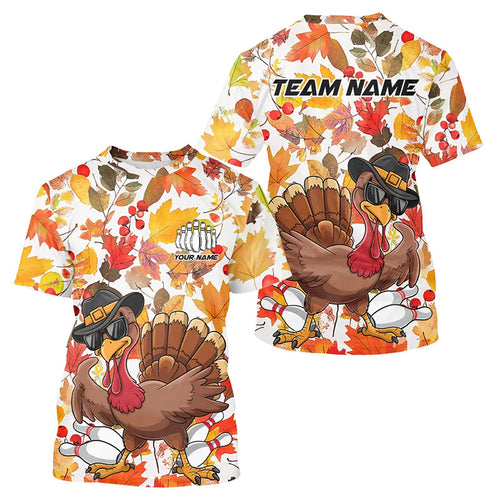 Custom Funny Turkey Bowling T-Shirts For Men, Thanksgiving Bowling Team IPHW7637