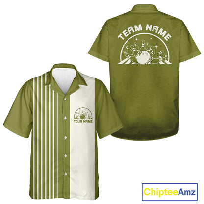 Custom Classic Striped Vintage Bowling  Shirt, Retro Bowling Button Up Team Shirt IPHW10074