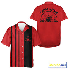 Load image into Gallery viewer, Custom Classic Striped Vintage Bowling  Shirt, Retro Bowling Button Up Team Shirt IPHW10074