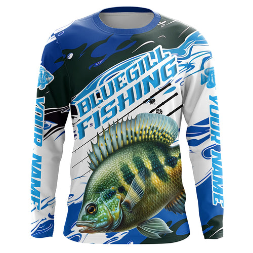 Custom Bluegill Fishing Jerseys, Bluegill Long Sleeve Tournament Fishing Shirts | Blue Camo IPHW6281