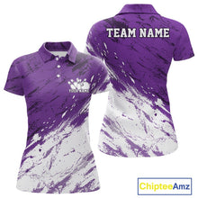 Load image into Gallery viewer, Custom White And Purple Splatter Women Polo Bowling League Shirt Team Bowler Outfits IPHW11404