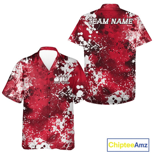 Red and white splatter patterned shirt with 'Team Name' text on a white background, featuring the brand 'Chiptee Amz'.