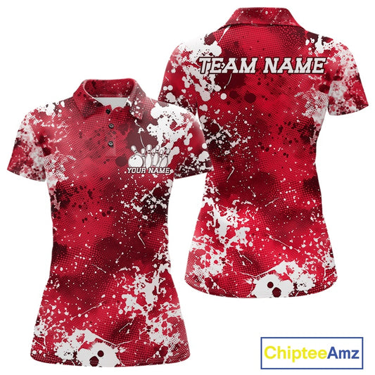 Red and white polo shirt with 'Team Name' and 'Your Name' text, Chiptee Amz branding.