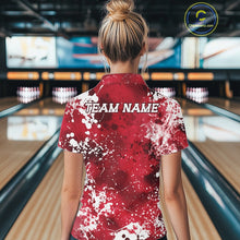 Load image into Gallery viewer, Custom Red Splatter Camo Bowling Women Polo Shirt, Bowling Team Tournament Bowler Outfit IPHW11406