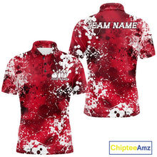 Load image into Gallery viewer, Red and white polo shirt with 'Team Name' text on a white background, featuring Chiptee Amz branding.