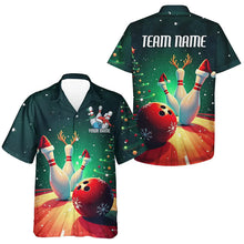 Load image into Gallery viewer, Custom Christmas Bowling Men And Women Hawaiian Shirt, Christmas Bowling Team Tournament Outfits IPHW7841