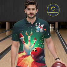 Load image into Gallery viewer, Custom Christmas Bowling Shirts For Men, Bowling Team Shirt Christmas Bowling Tournament Outfits IPHW7841