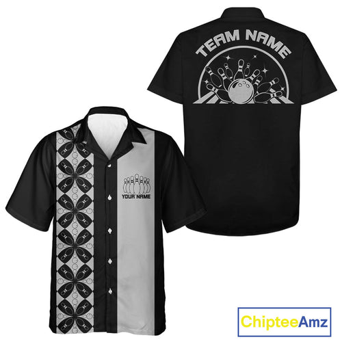 Custom Retro Style Bowling Button Up Shirt, Vintage Bowling Hawaiian Team Shirt IPHW10079