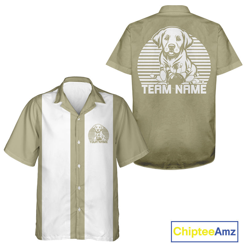 Custom Labrador Retriever Retro Button Up Bowling Shirt, Dog Bowling Shirt IPHW10220