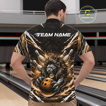 Load image into Gallery viewer, Custom Black And Gold Lion Bowling Jerseys, Lion Bowling Tournament Men Quarter-Zip Shirt IPHW10354