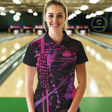 Load image into Gallery viewer, Custom Purple And Pink Splatter Camo Strike Bowling League Shirts, Women Bowling Jerseys IPHW10649