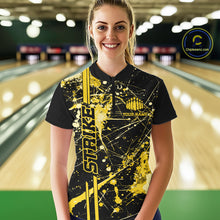 Load image into Gallery viewer, Custom Black And Yellow Splatter Camo Strike Bowling League Shirt, Women Bowling Jerseys IPHW10654